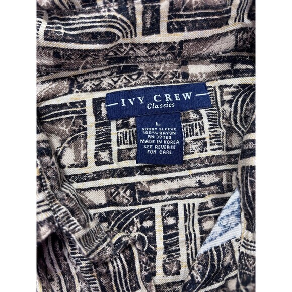 Ivy Crew Classic Mens Abstract Short Sleeve Button Up Collared Shirt size large - Picture 3 of 5